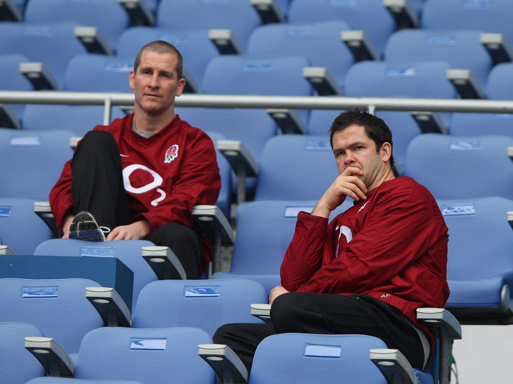 Andy Farrell (right) and Stuart Lancaster during the Six Nations