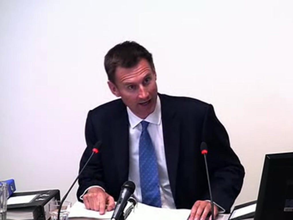 Jeremy Hunt at the Leveson Inquiry