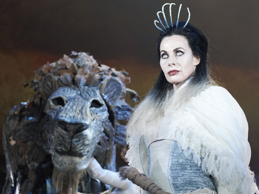 Sally Dextor as the White Witch, and a magnificent Aslan, in The Lion, the Witch and the Wardrobe