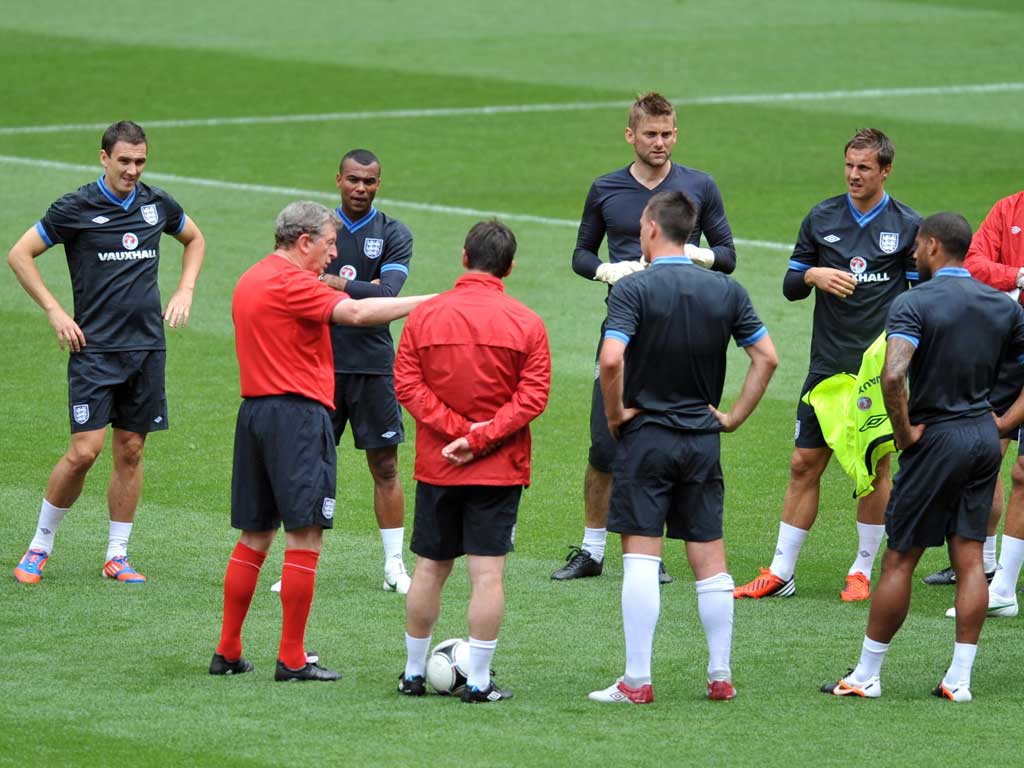 Lord of the ring: Roy Hodgson will have his work cut out to create in a couple of weeks the sort of team spirit required to win a tournament when it has been so lacking for so long. This week he was doing his best at Wembley ahead of yesterday's game