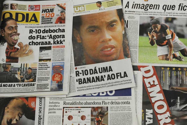 Front page news: Ronaldinho's Flamengo exit has dominated the Brazilian press