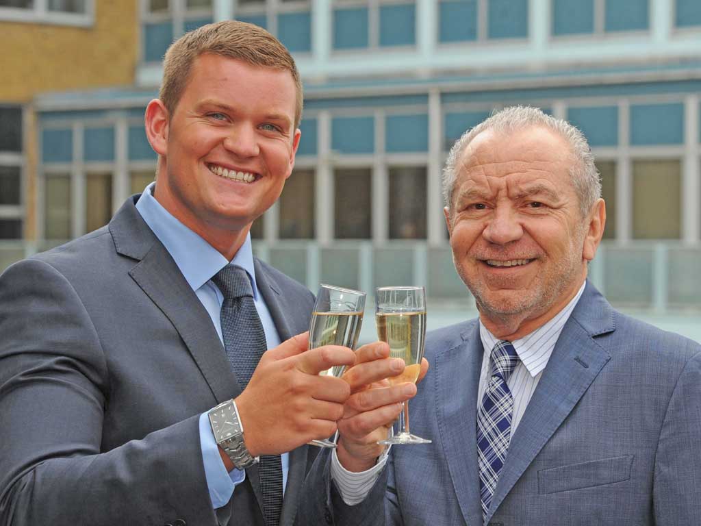 Former wrestler Ricky Martin toasts his success with Lord Sugar