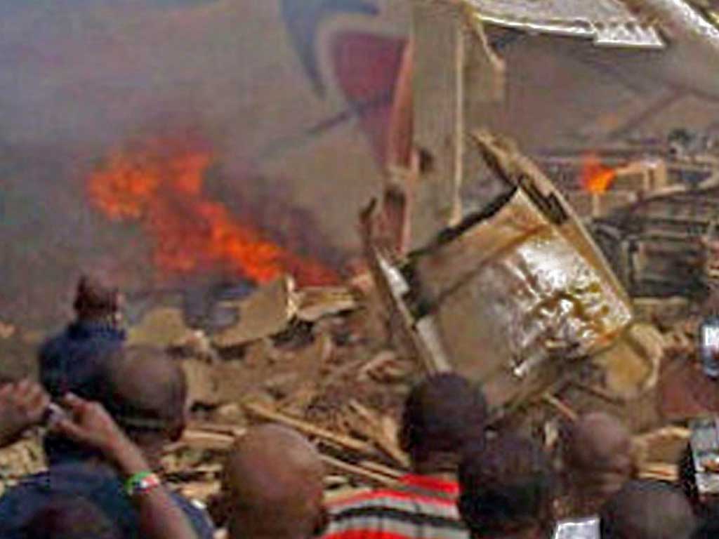 A Dana aircraft crashes into a two-storey building in Lagos