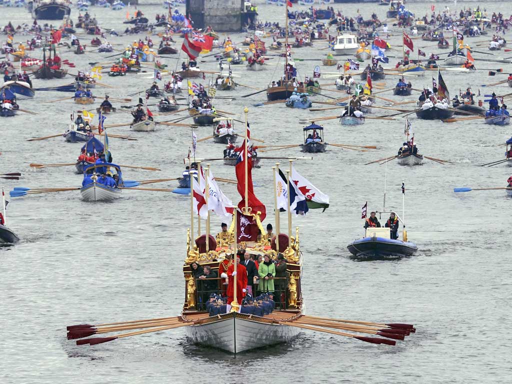 Over a thousand boats join the Queen on the River Thames to celebrate the Diamond Jubilee