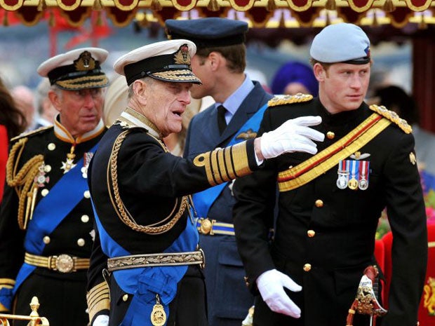 The Duke of Edinburgh (second left) has been taken to hospital with a bladder infection