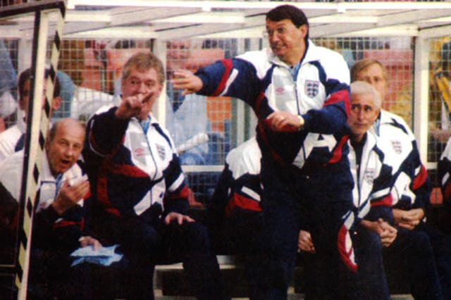 Graham Taylor gestures instructions from the bench during the match with Sweden