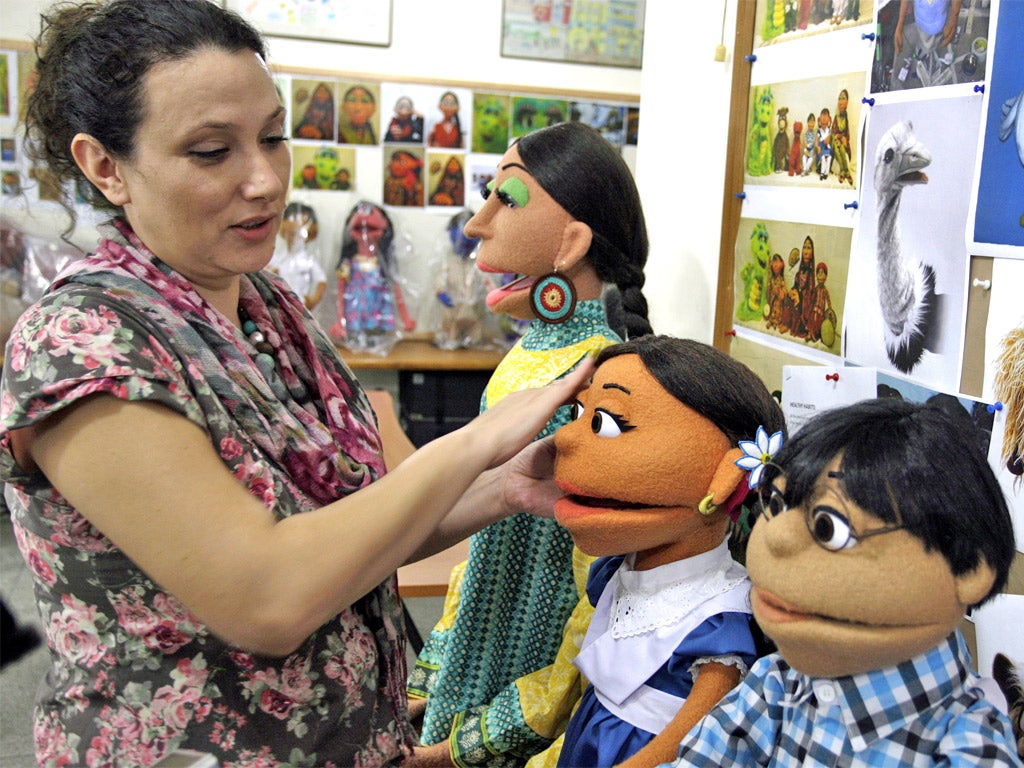 Characters in the Pakistani version of Sesame Street, called Sim Sim Hamara, which is made in Lahore