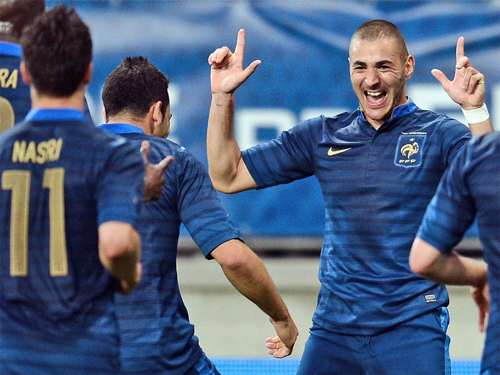 Karim Benzema scored two of France's four goals