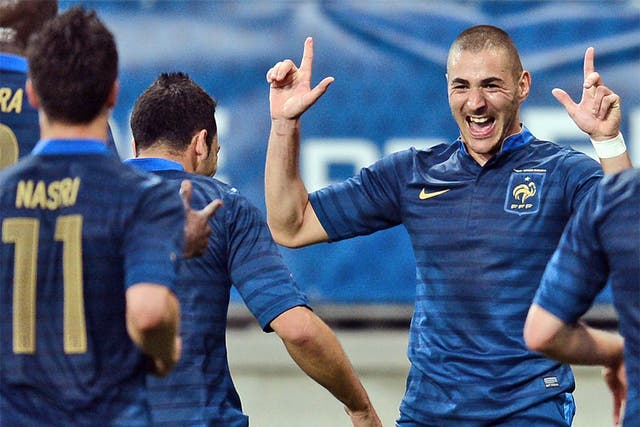 Karim Benzema scored two of France's four goals 