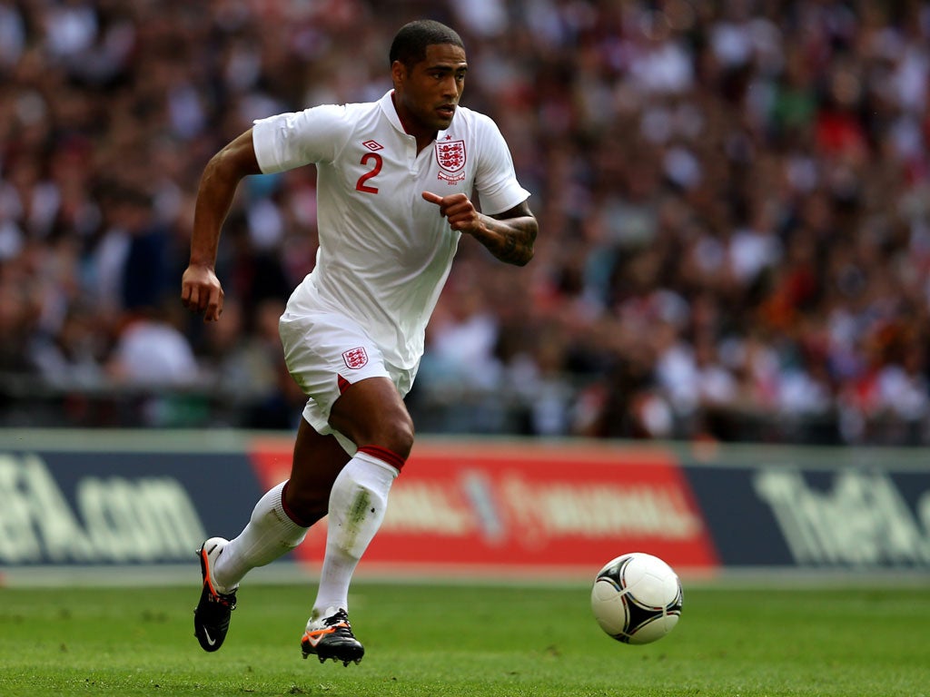 Glen Johnson is on duty for England at Euro 2012