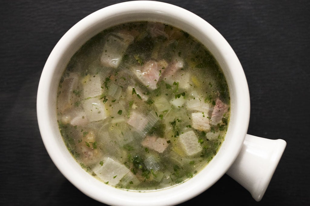 Ham hock and borlotti bean broth