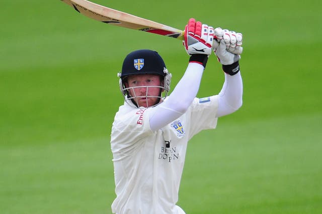 Paul Collingwood hits out during his doughty knock yesterday