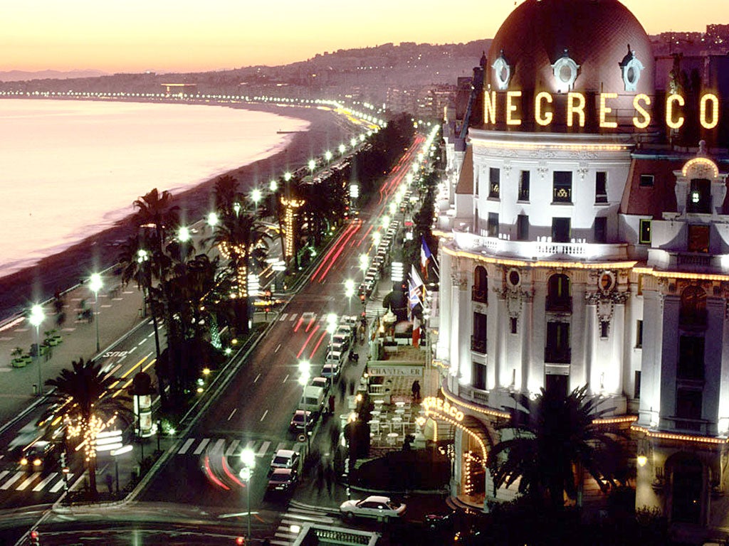 Glittering excess: A stroll along the 7km Promenade des Anglais is an essential city activity in Nice