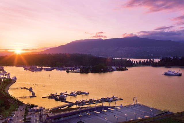 Water playground: Canada Place on Vancouver Harbour, with the lush greenery of Stanley Park within easy reach
