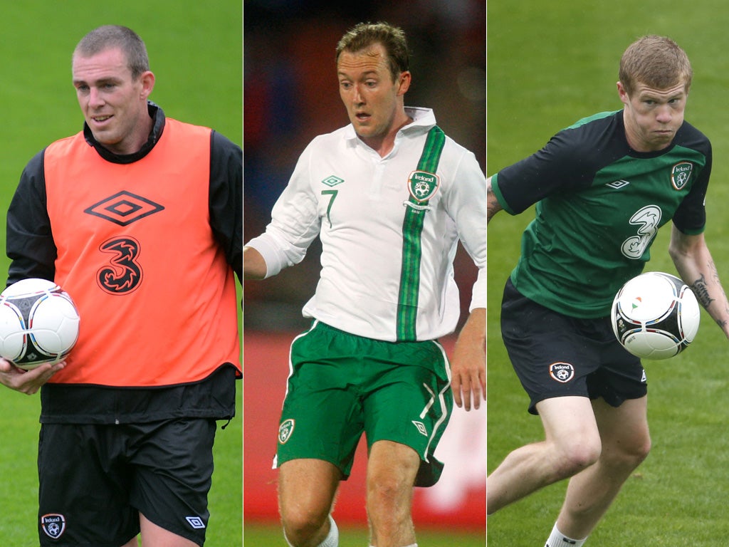 From left to right: Richard Dunne, Aiden McGeady and James McClean