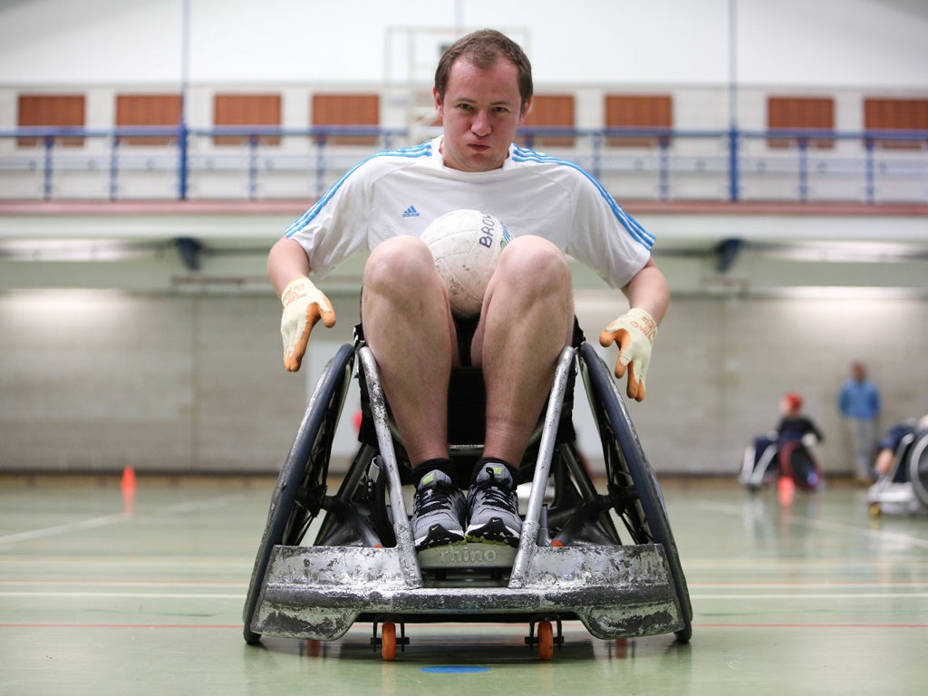 Tom Peck joins members of the TeamGB Paralympic wheelchair rugby squad for a training session at the Aspire Centre in Stanmore