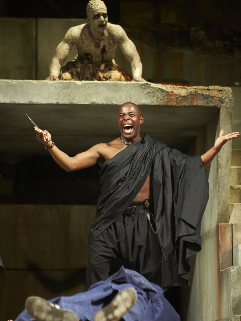 Paterson Joseph as Brutus addresses the crowds after the assassination