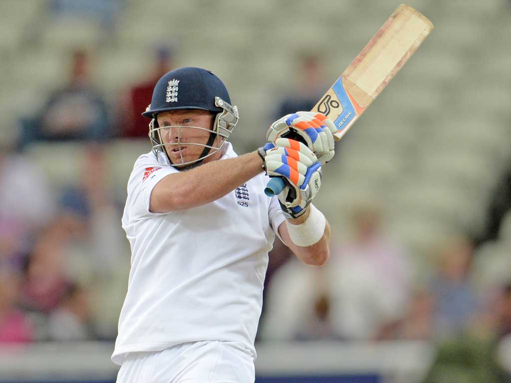 Ian Bell hits out en route to his classy unbeaten 76 at Edgbaston