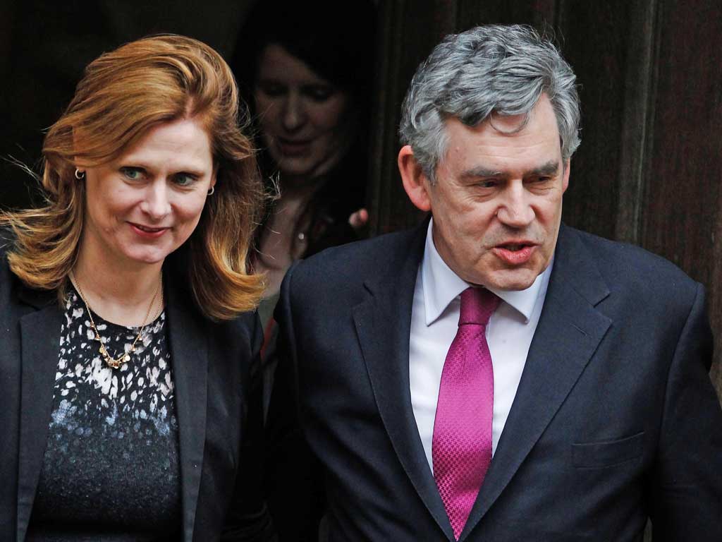 Gordon Brown and his wife, Sarah, leave the inquiry yesterday