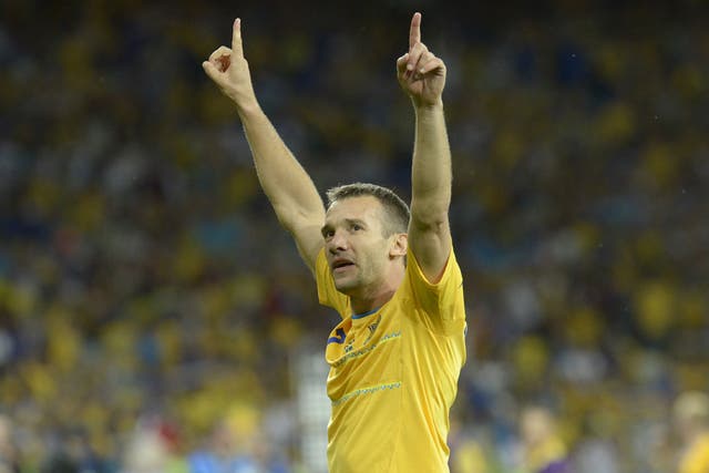 Shevchenko netted twice for Ukraine