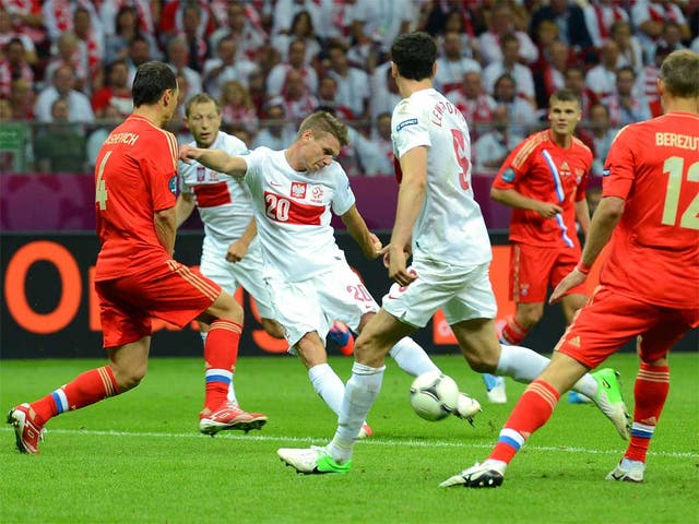 Jakub Blaszczykowski scores Poland's equaliser