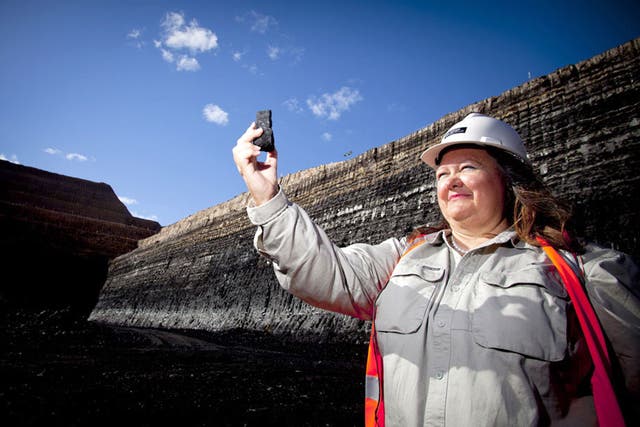 Gina Rinehart at the newly opened Alpha Coal Project in Queensland's Galilee Basin