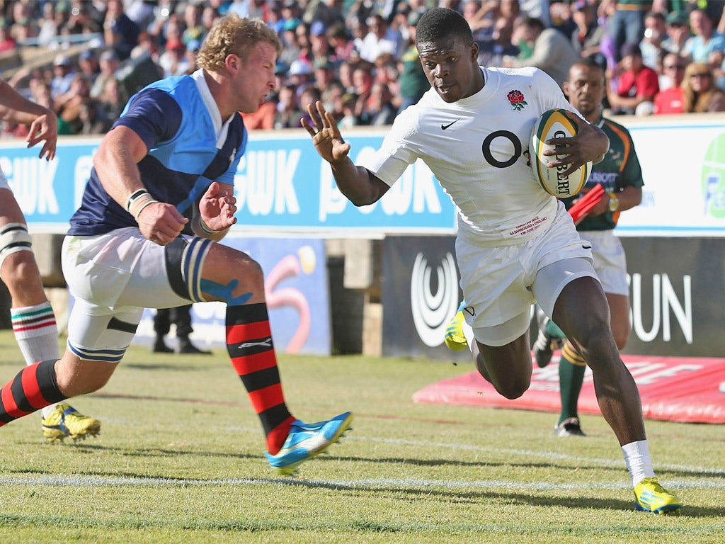 Christian Wade scored three tries for England in Kimberley