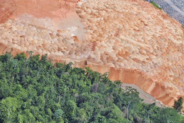 A Greenpeace picture shows the deforestation at the Belo Monte Dam project, near Altamira, Brazil