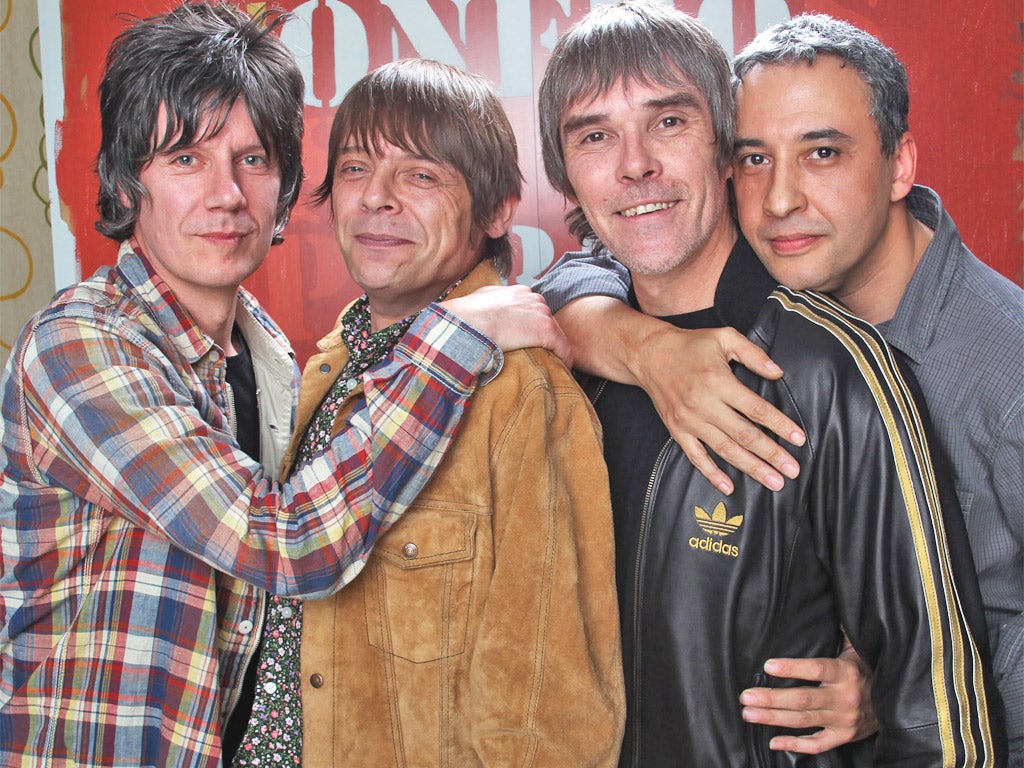 The Stone Roses, including drummer Reni (far right)
