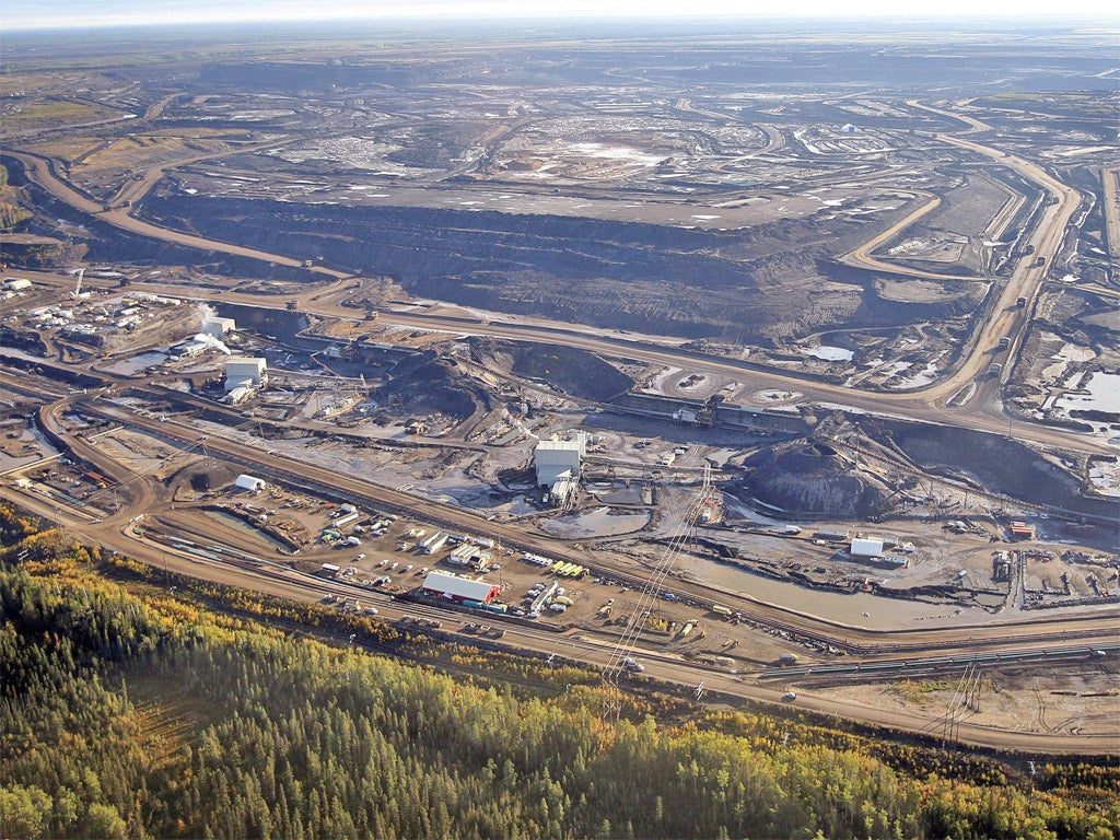 The tar sands mine facility near Fort McMurray, in Alberta, Canada