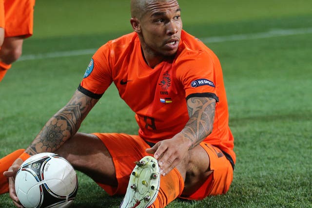 <b>Nigel De Jong: </b> Sat deep in the Dutch midfield but did not apply the kind of pressure to Schweinsteiger and Khedira to stop them moving the ball around effectively. 6