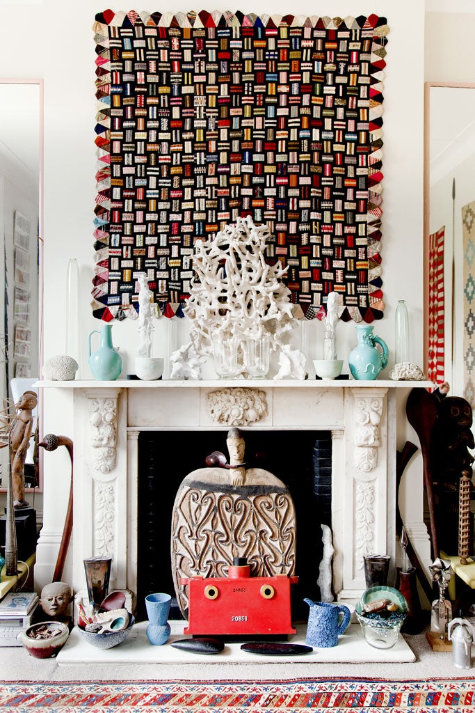 There are  cucumber straighteners on display on the fireplace