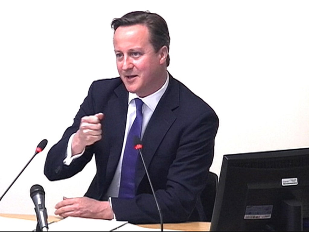 David Cameron at Leveson yesterday