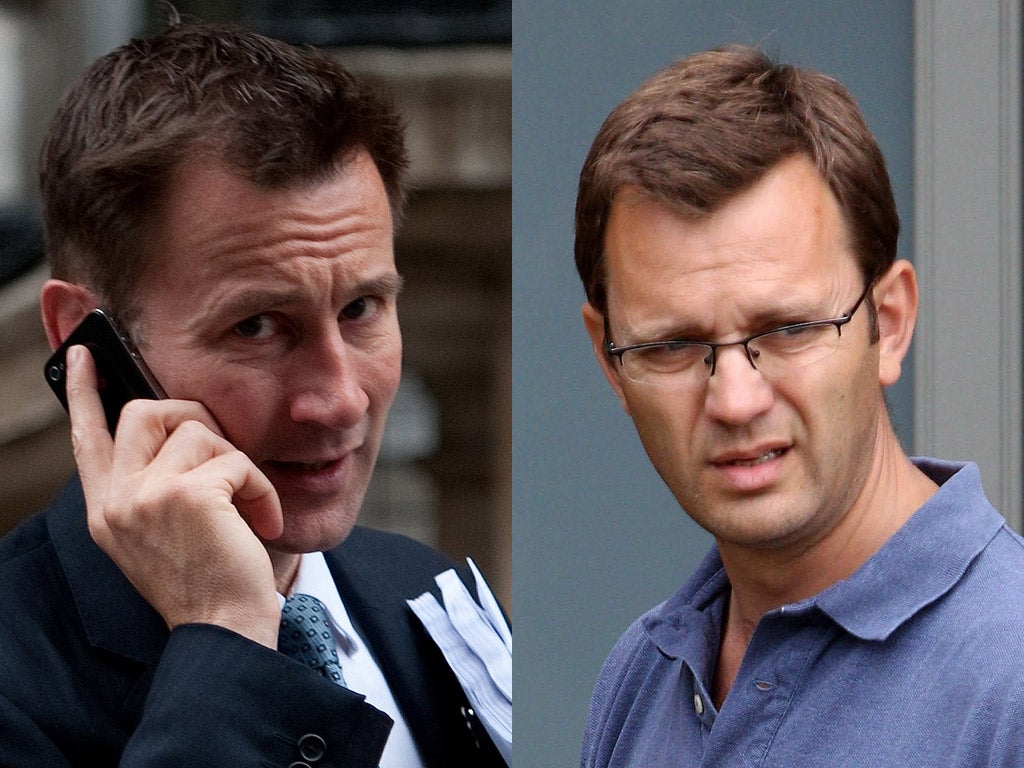 Cameron defended his appointment of Jeremy Hunt and his decision to hire Andy Coulson as his director of communications