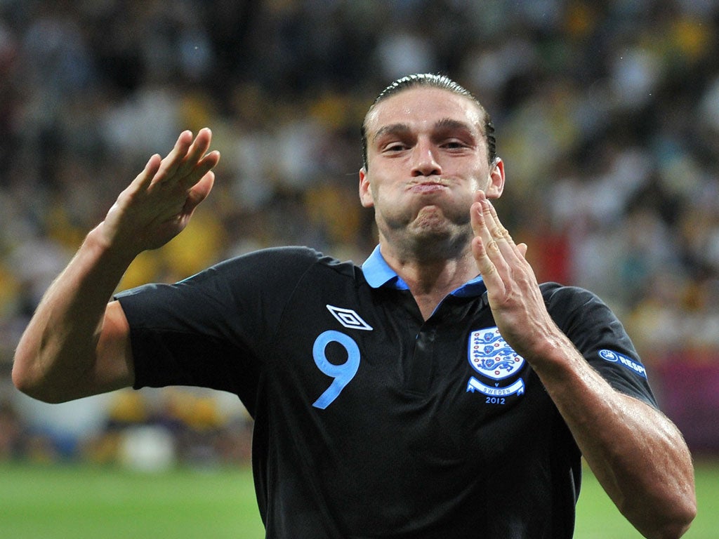 Carroll Zinger: Andy Carroll celebrates his goal against the Swedes
