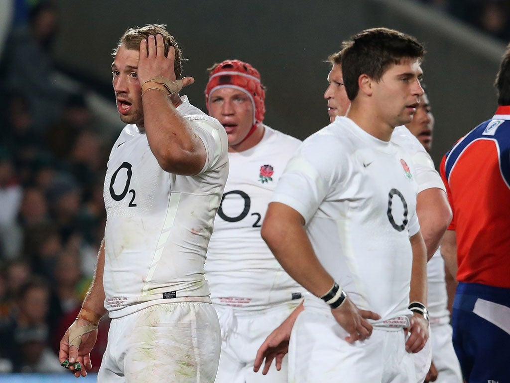 Captain courageous: England's Chris Robshaw (left) ponders another one that got away as his team's second-half fightback falls short in the Second Test against South Africa