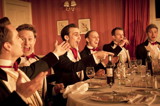 POSH features the elite Oxford student dining society, the Riot Club. The fictional body echoes the Bullingdon Club of Cameron, Osborne, and Boris Johnson fame.