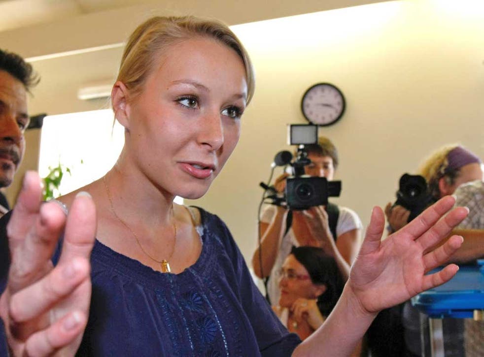 Marion Marechal-Le Pen at a voting station in Mazan, near Carpentras