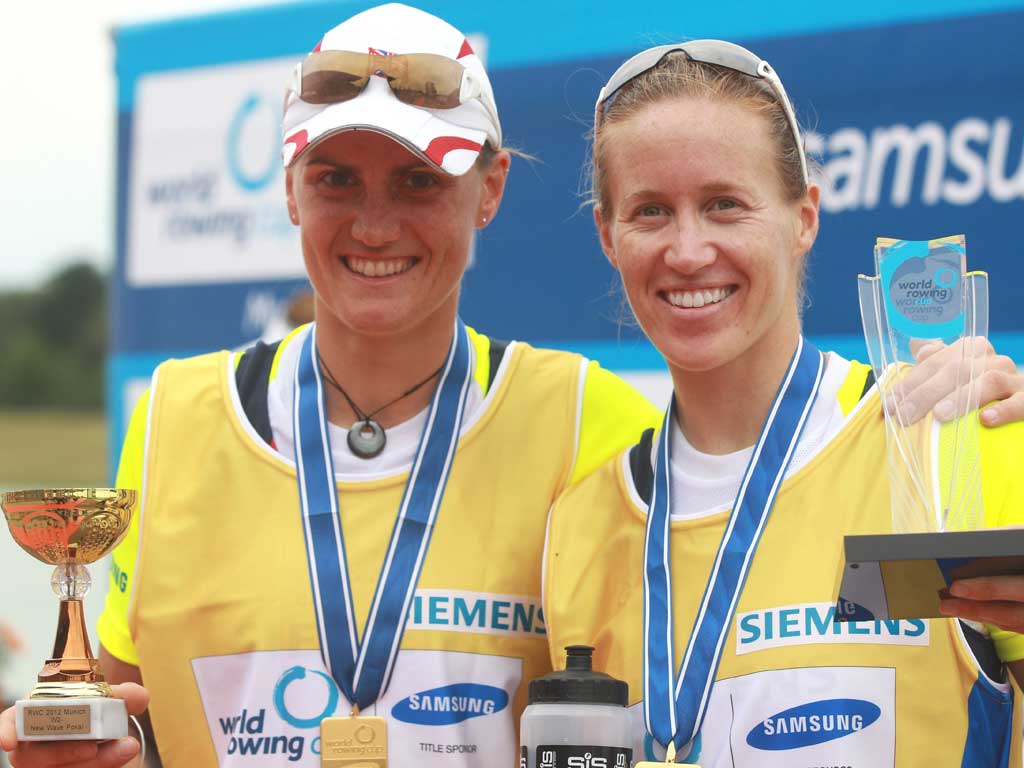 Heather Stanning (left) and Helen Glover strike gold yesterday