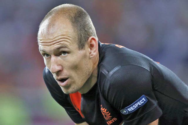 A disgruntled Arjen Robben lets his feelings show last night