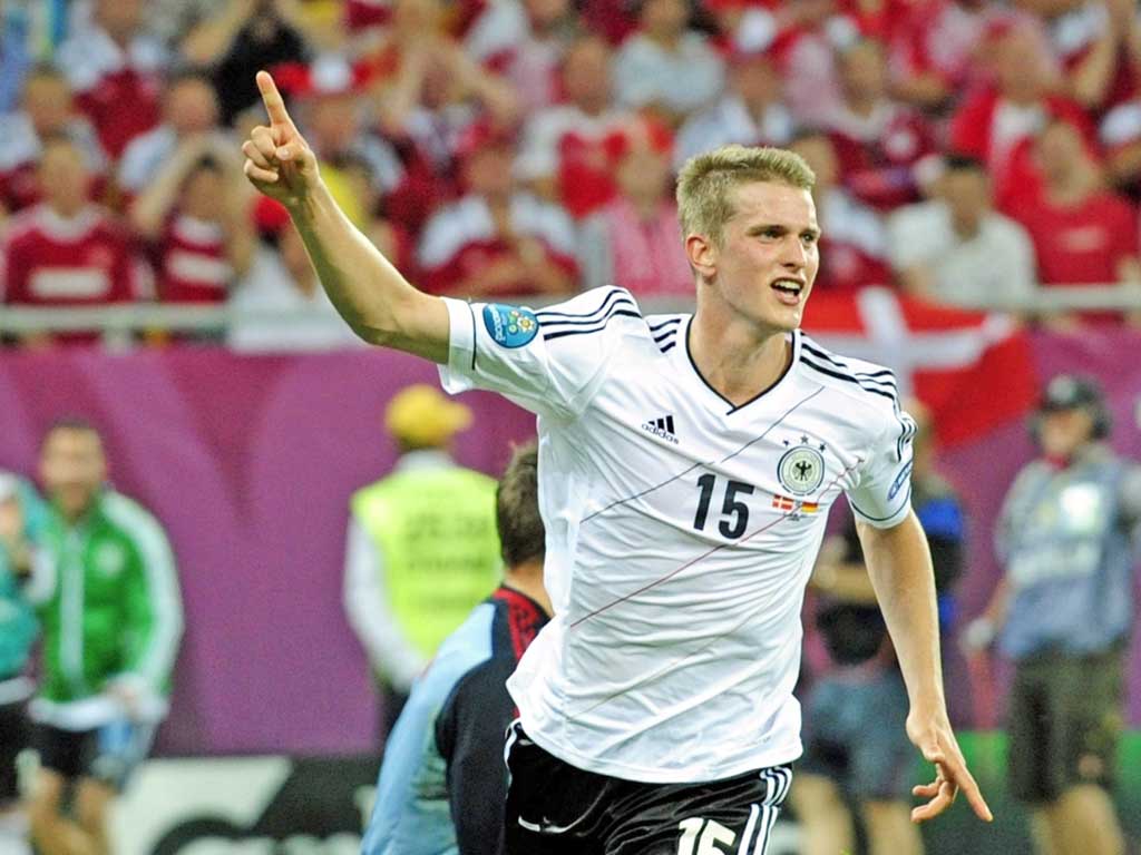 Lars Bender celebrates scoring Germany’s winning goal