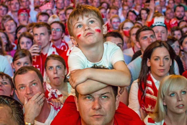 Polish fans are disconsolate as they crash out of the Euros on Saturday night