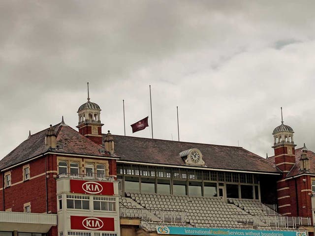 The flag flies half-mast at The Oval yesterday