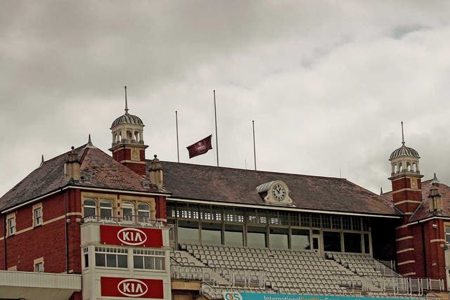 The flag flies half-mast at The Oval yesterday
