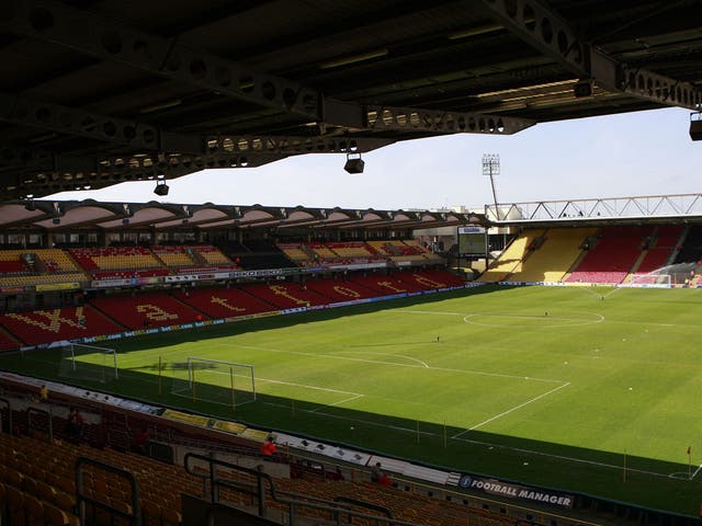 A view of Watford stadium, Vicarage Road