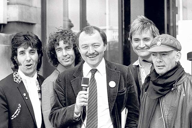 Ken and the Pickets: from left, Hibbard, David Brett, Ken Livingstone, Rick Lloyd and Red Stripe in 1984
