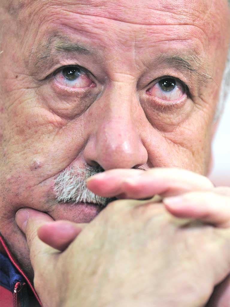 Vicente del Bosque in pensive mode at yesterday’s press conference