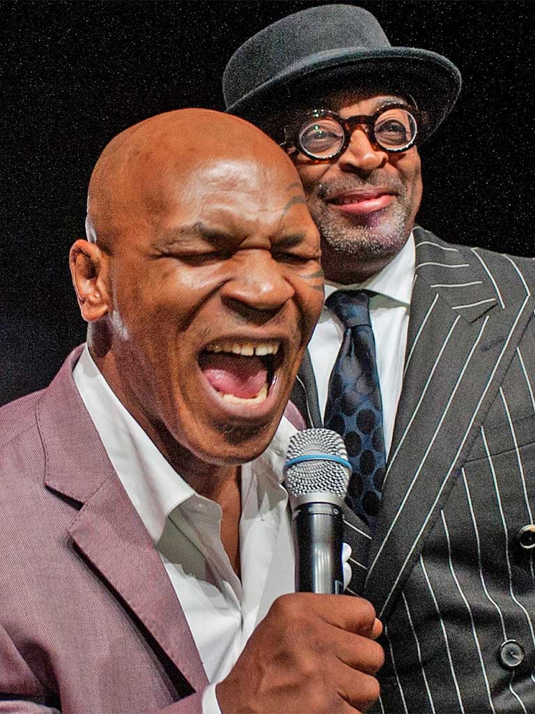 Watched by Spike Lee, former heavyweight champion Mike Tyson sings at a news conference to promote his one-man Broadway show