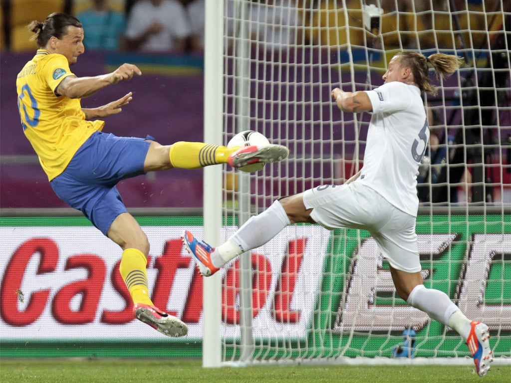 Zlatan Ibrahimovic scores a spectacular volleyed opener for Sweden last night