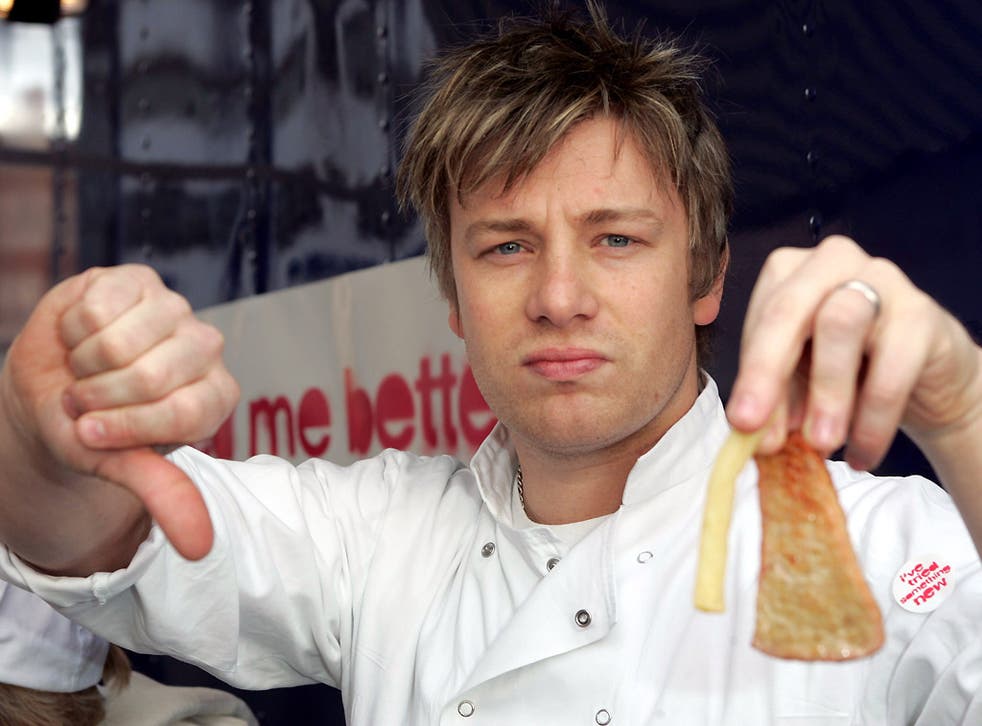 February 2005: Jamie Oliver promoting the TV series calling for healthier school meals